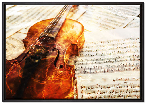 Geige auf Leinwandbild gerahmt Größe 100x70