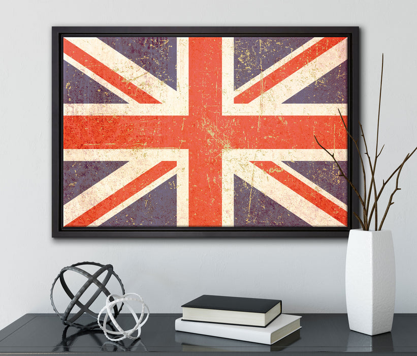 Union Jack auf Leinwandbild gerahmt mit Kirschblüten