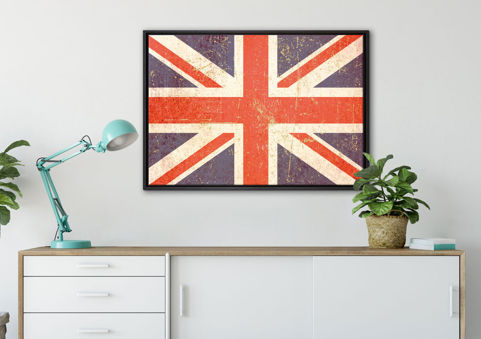 Union Jack auf Leinwandbild gerahmt verschiedene Größen im Wohnzimmer