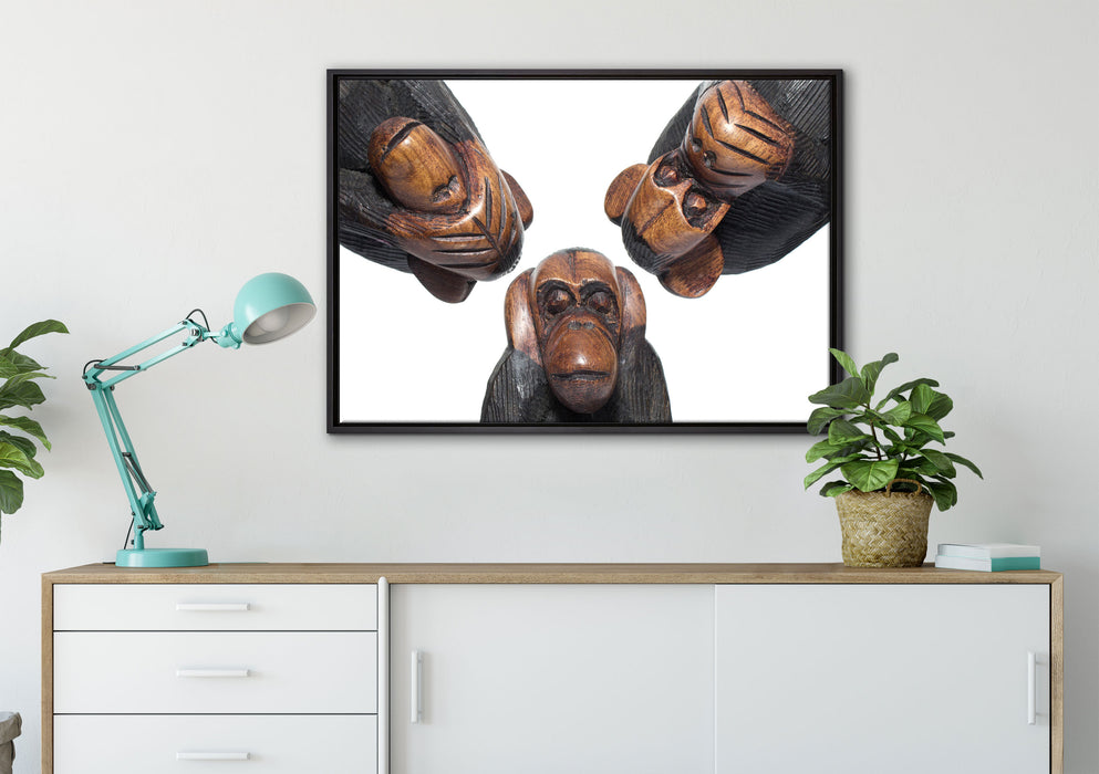 Nichts hören/sehen/sagen auf Leinwandbild gerahmt verschiedene Größen im Wohnzimmer