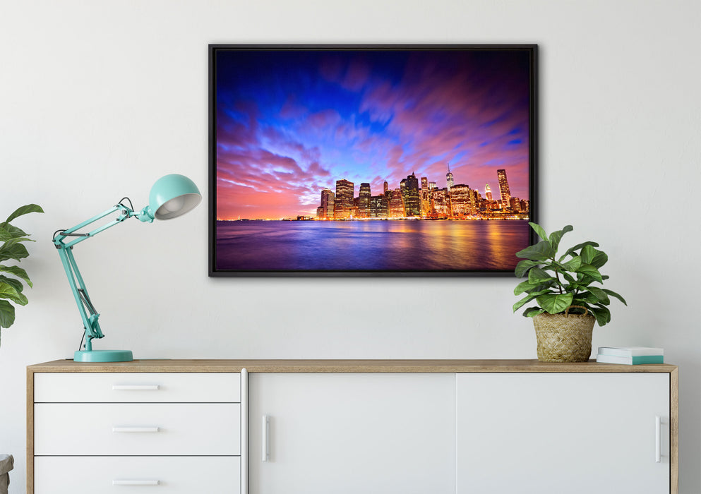 Skyline New York auf Leinwandbild gerahmt verschiedene Größen im Wohnzimmer