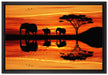Afrika Elefant in Sonnenschein auf Leinwandbild gerahmt Größe 60x40