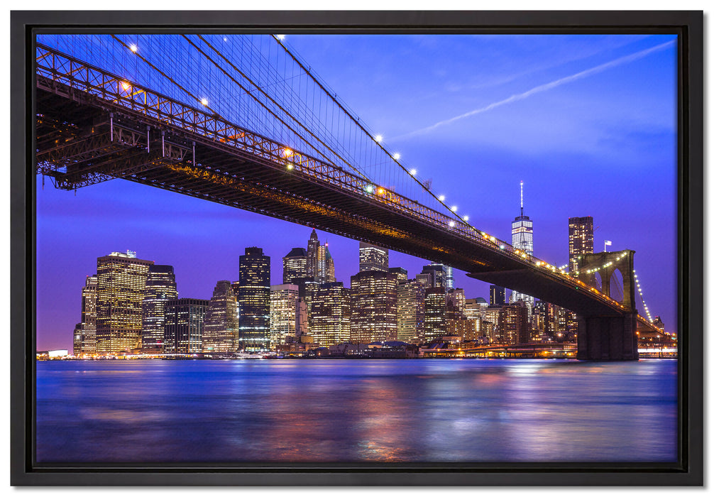 New York Brooklyn Bridge auf Leinwandbild gerahmt Größe 60x40