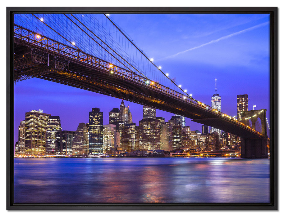 New York Brooklyn Bridge auf Leinwandbild gerahmt Größe 80x60