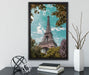 Eifelturm Paris auf Leinwandbild gerahmt mit Kirschblüten