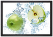 Frische Apfelscheiben im Wasser auf Leinwandbild gerahmt Größe 60x40