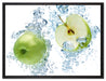 Frische Apfelscheiben im Wasser auf Leinwandbild gerahmt Größe 80x60