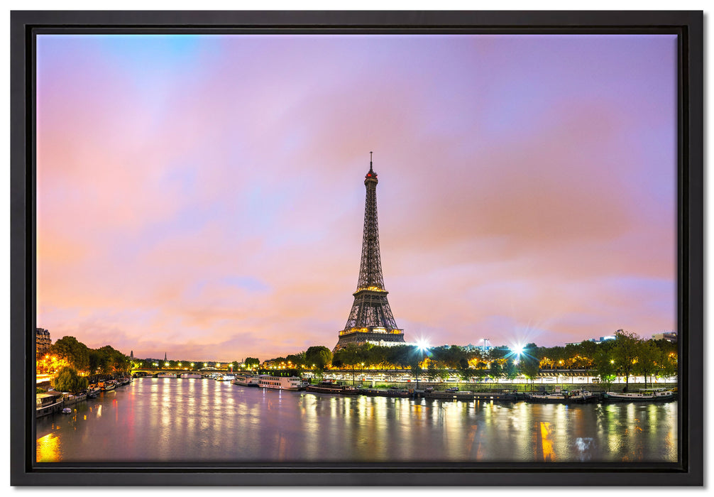 Eifelturm Paris bei Nacht auf Leinwandbild gerahmt Größe 60x40
