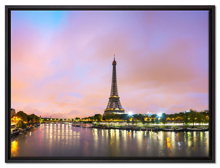 Eifelturm Paris bei Nacht auf Leinwandbild gerahmt Größe 80x60