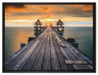Bootssteg im Sonnenuntergang auf Leinwandbild gerahmt Größe 80x60