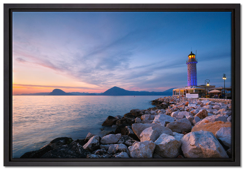 Leuchtturm bei Ebbe auf Leinwandbild gerahmt Größe 60x40