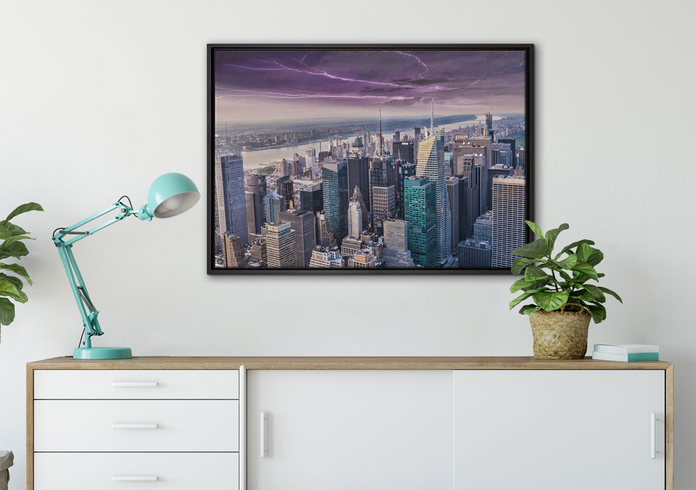 Skyline New York auf Leinwandbild gerahmt verschiedene Größen im Wohnzimmer