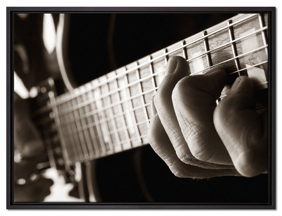 Gitarre spielen auf Leinwandbild gerahmt Größe 80x60