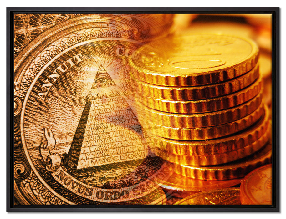 Illuminati Pyramide auf Leinwandbild gerahmt Größe 80x60