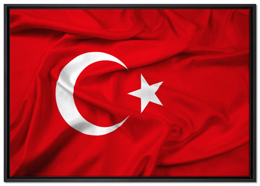 Turkey flag Türkei Flagge auf Leinwandbild gerahmt Größe 100x70