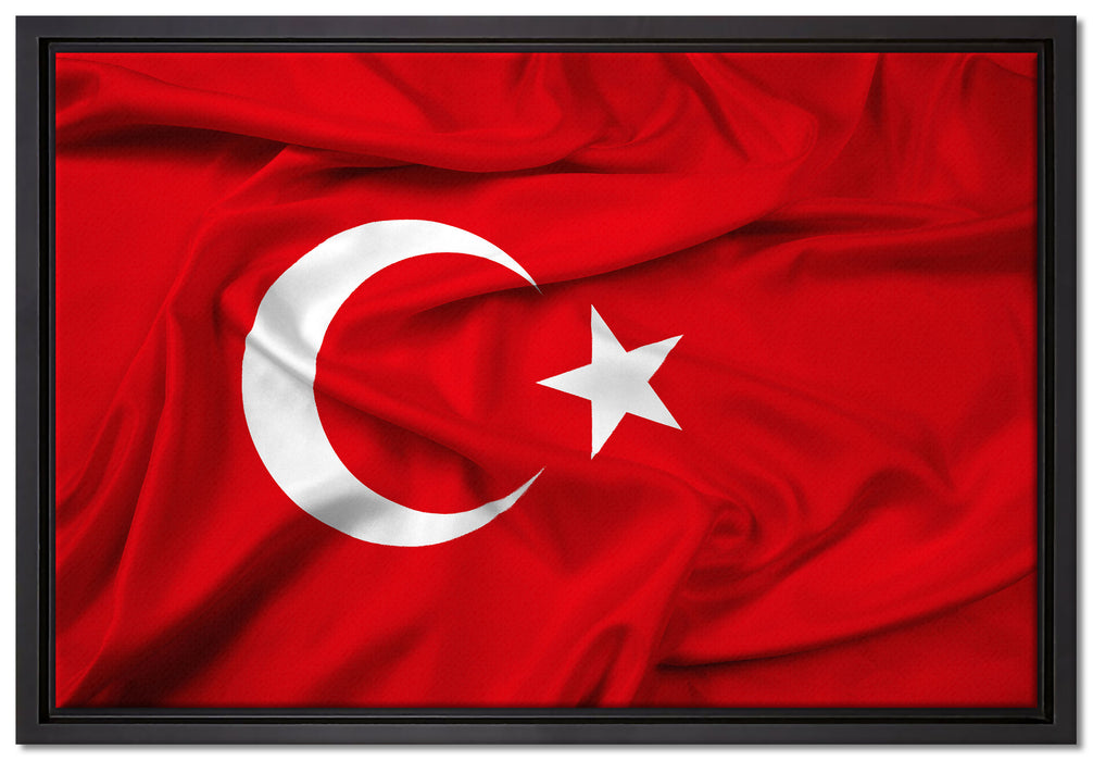 Turkey flag Türkei Flagge auf Leinwandbild gerahmt Größe 60x40