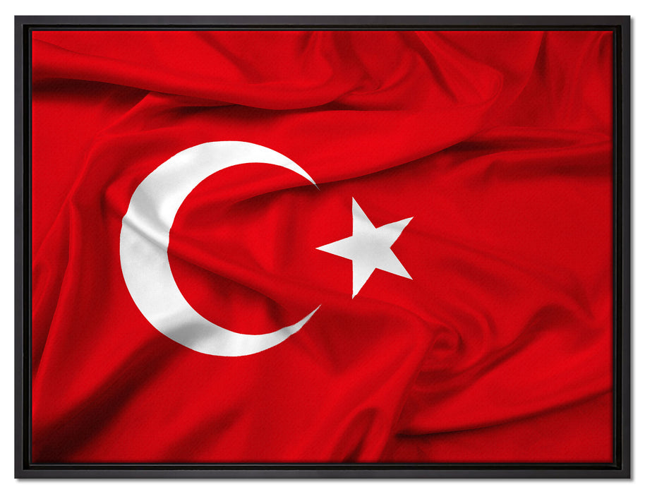Turkey flag Türkei Flagge auf Leinwandbild gerahmt Größe 80x60
