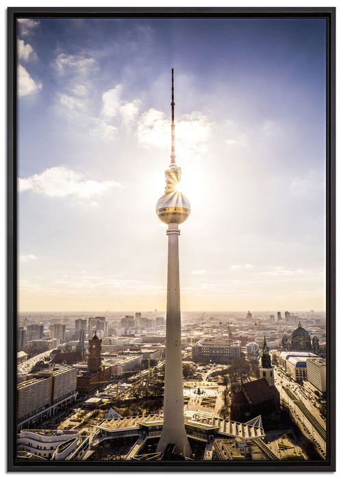 Großstadt Fernsehturm Berlin City auf Leinwandbild gerahmt Größe 100x70