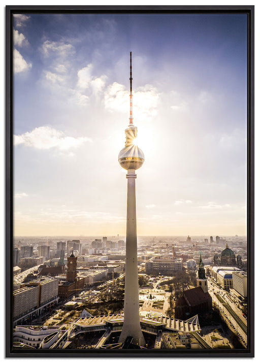 Großstadt Fernsehturm Berlin City auf Leinwandbild gerahmt Größe 100x70