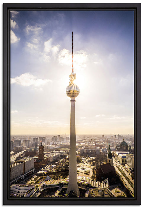 Großstadt Fernsehturm Berlin City auf Leinwandbild gerahmt Größe 60x40