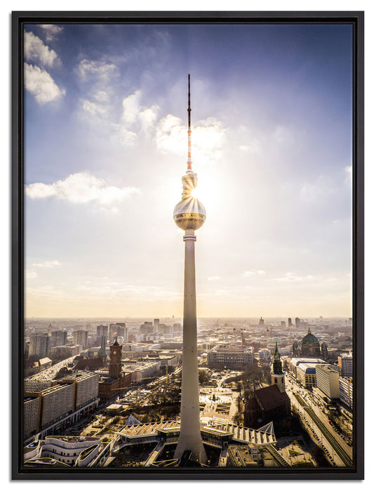 Großstadt Fernsehturm Berlin City auf Leinwandbild gerahmt Größe 80x60