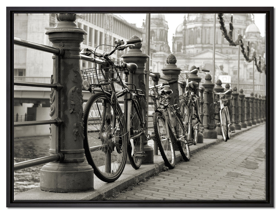 Fahrrad in Amsterdam auf Leinwandbild gerahmt Größe 80x60