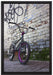 Fahrrad vor Graffitiwand auf Leinwandbild gerahmt Größe 60x40