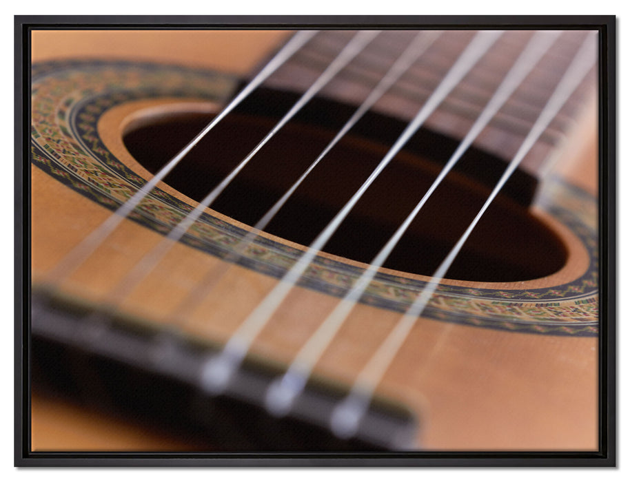 Gitarrensaiten Musik auf Leinwandbild gerahmt Größe 80x60