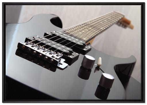 Black Guitar auf Leinwandbild gerahmt Größe 100x70