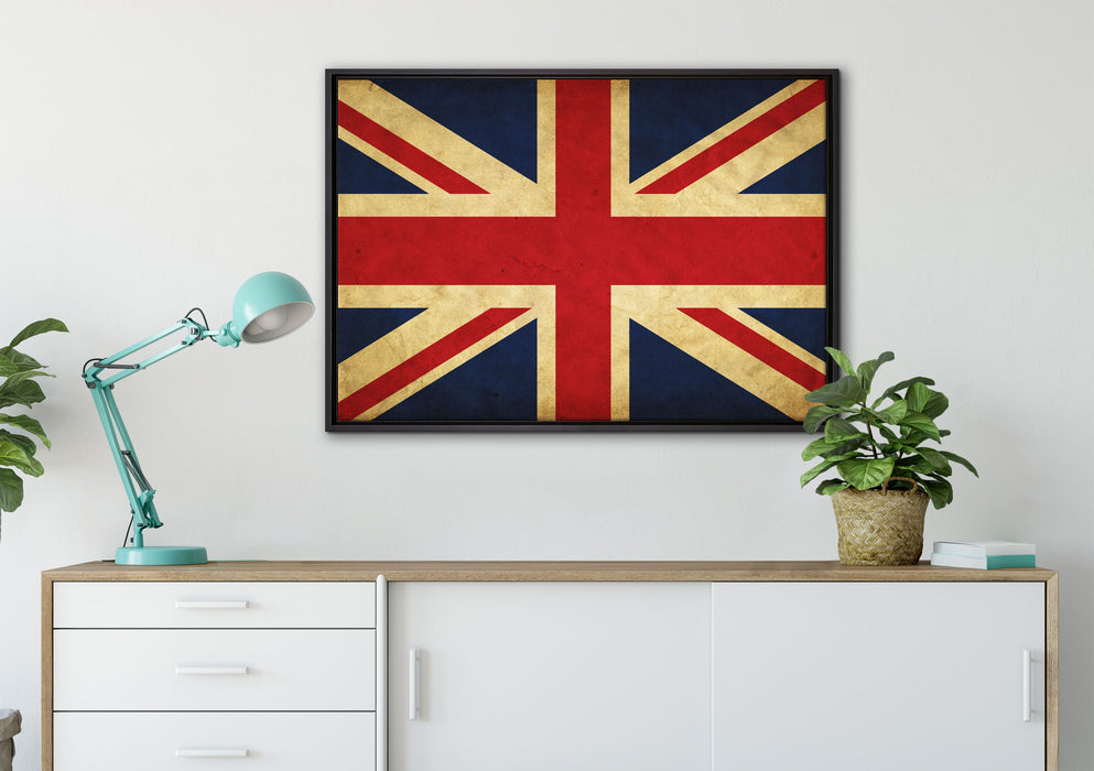 Großbritannien Flagge auf Leinwandbild gerahmt verschiedene Größen im Wohnzimmer