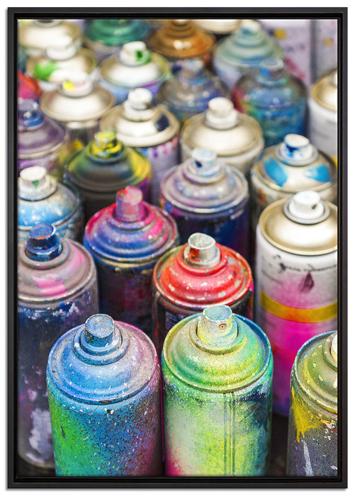 Graffiti Farbflaschen auf Leinwandbild gerahmt Größe 100x70