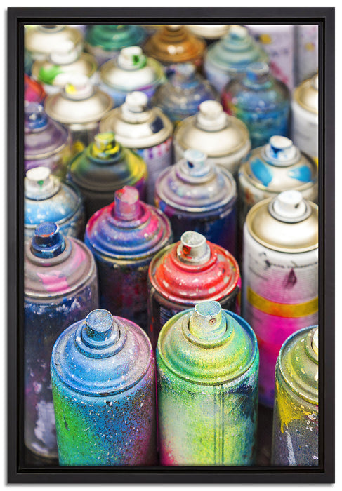 Graffiti Farbflaschen auf Leinwandbild gerahmt Größe 60x40