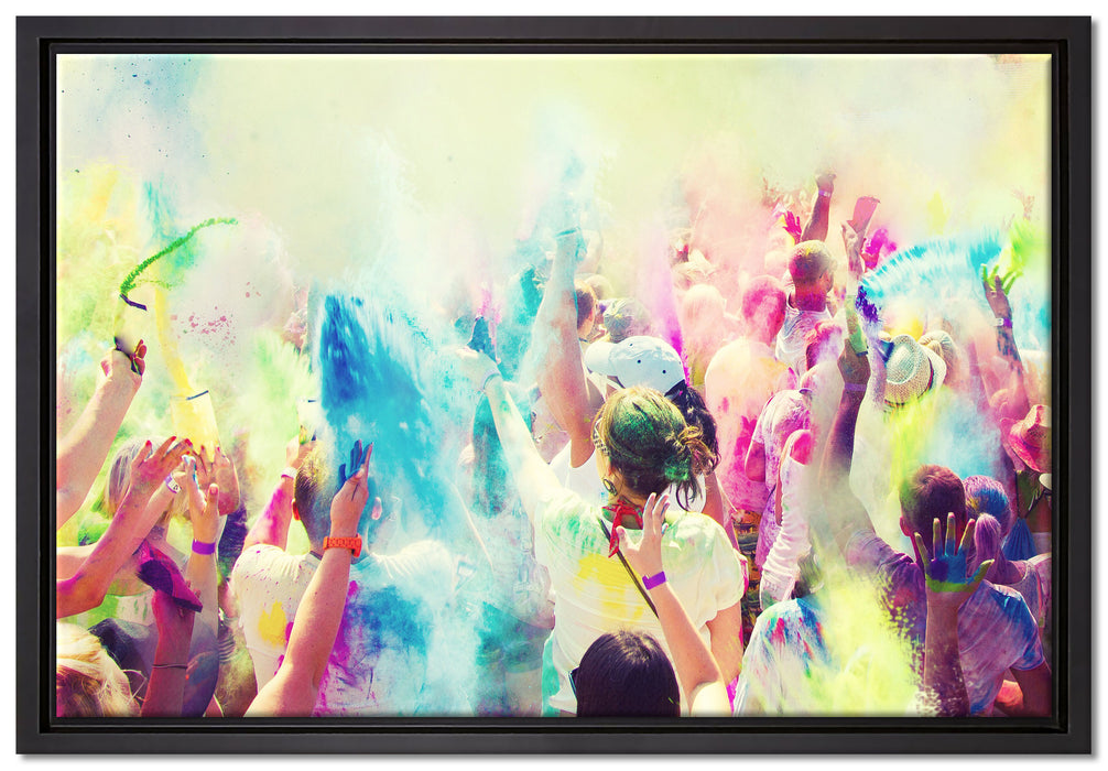 Farben Festival Holi Indien auf Leinwandbild gerahmt Größe 60x40