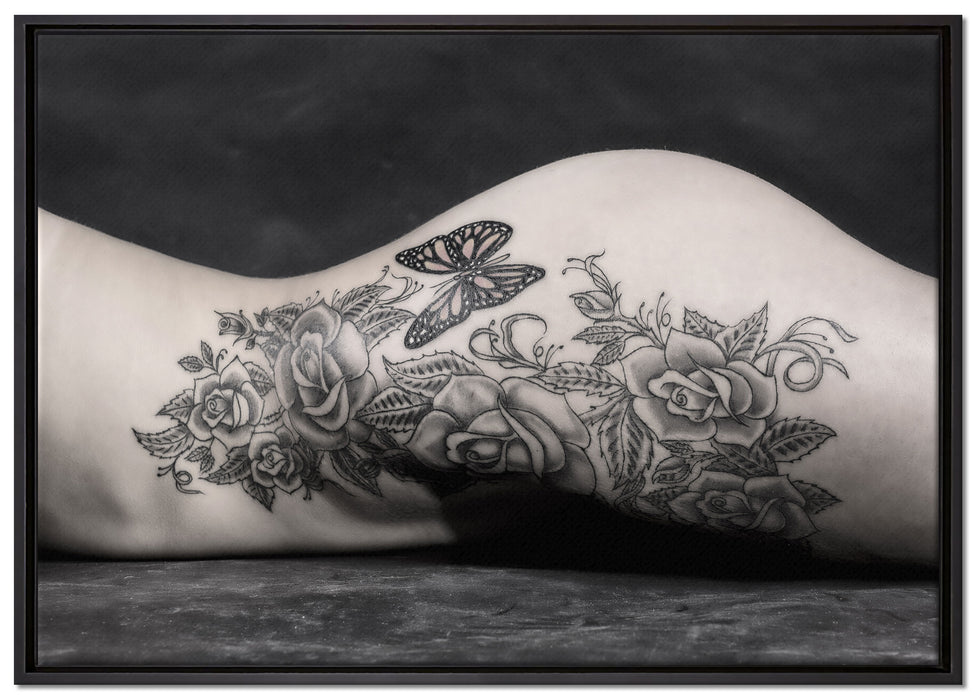 Sexy Tattoos Nice Girl Erotik auf Leinwandbild gerahmt Größe 100x70