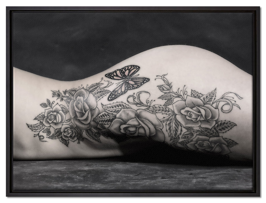 Sexy Tattoos Nice Girl Erotik auf Leinwandbild gerahmt Größe 80x60