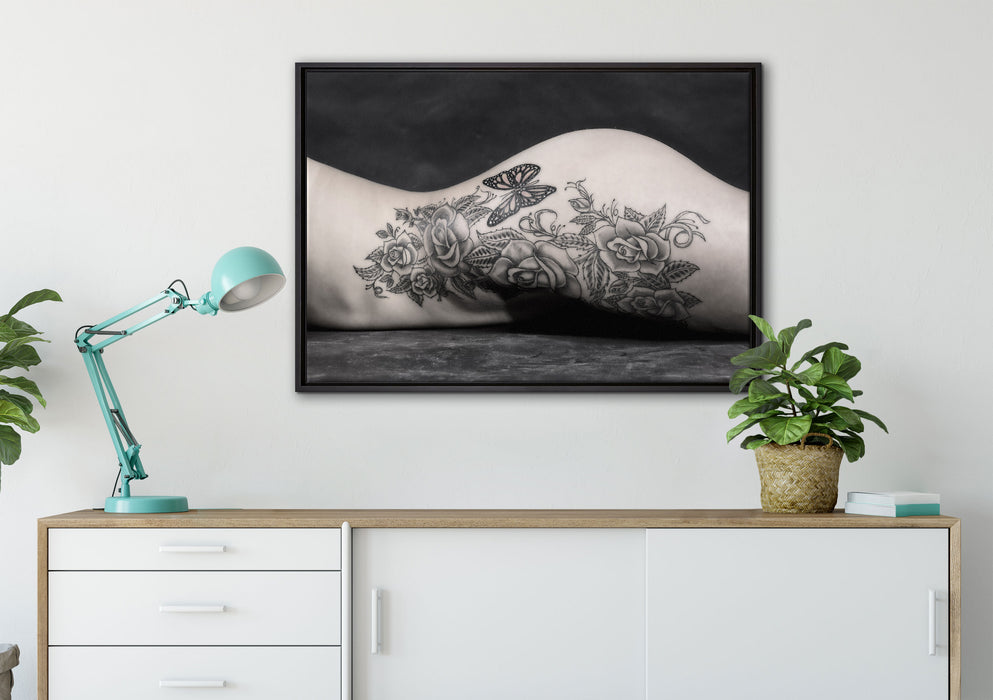 Sexy Tattoos Nice Girl Erotik auf Leinwandbild gerahmt verschiedene Größen im Wohnzimmer