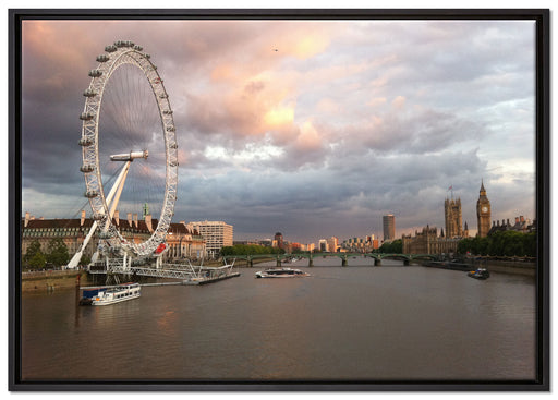 Riesenrad London Eye auf Leinwandbild gerahmt Größe 100x70
