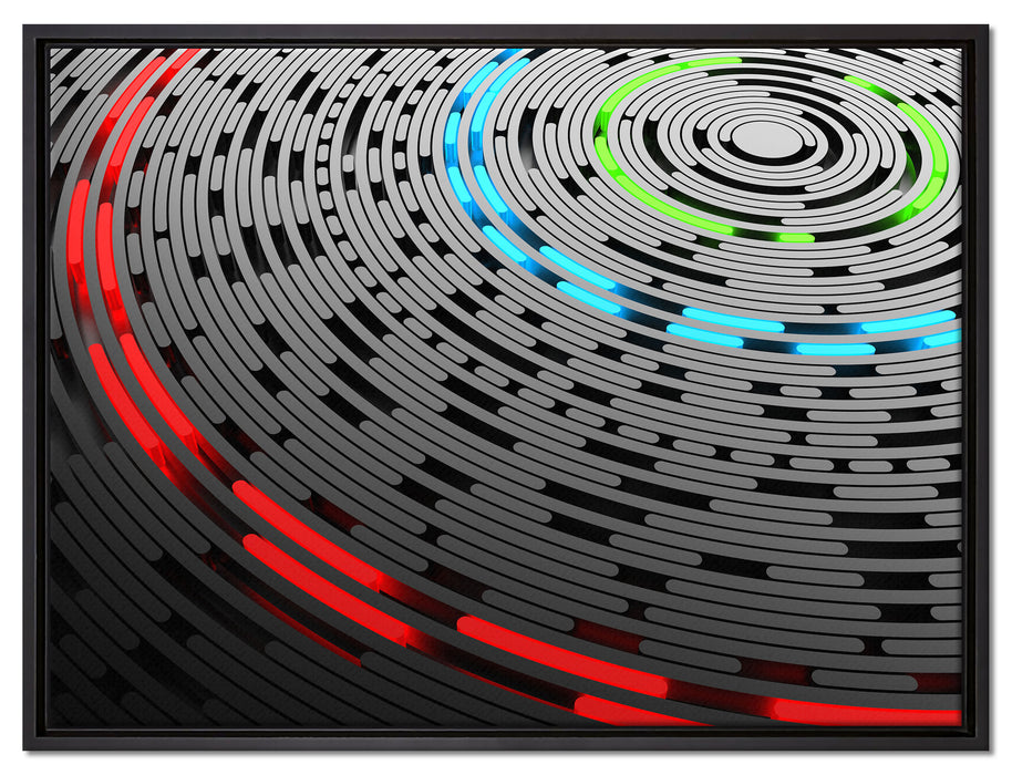 Abstrakte Schallplatte Love Music auf Leinwandbild gerahmt Größe 80x60