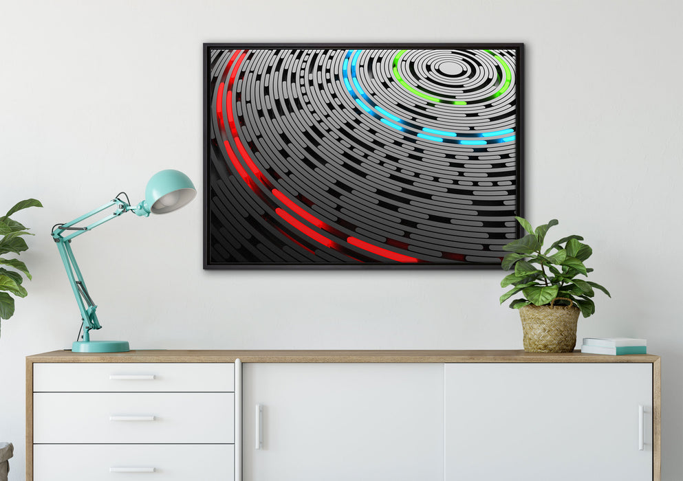Abstrakte Schallplatte Love Music auf Leinwandbild gerahmt verschiedene Größen im Wohnzimmer