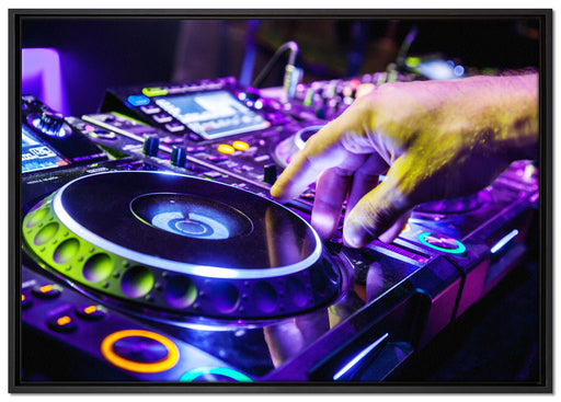 DJ Plattenteller Cool Music auf Leinwandbild gerahmt Größe 100x70
