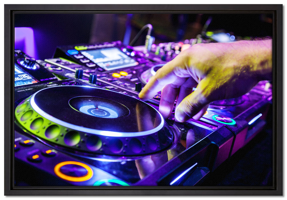 DJ Plattenteller Cool Music auf Leinwandbild gerahmt Größe 60x40
