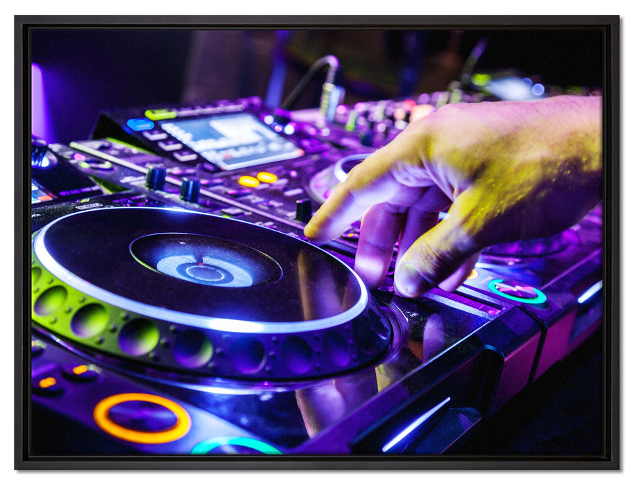 DJ Plattenteller Cool Music auf Leinwandbild gerahmt Größe 80x60