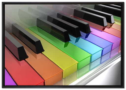 Piano Regenbogen Klaviertasten auf Leinwandbild gerahmt Größe 100x70
