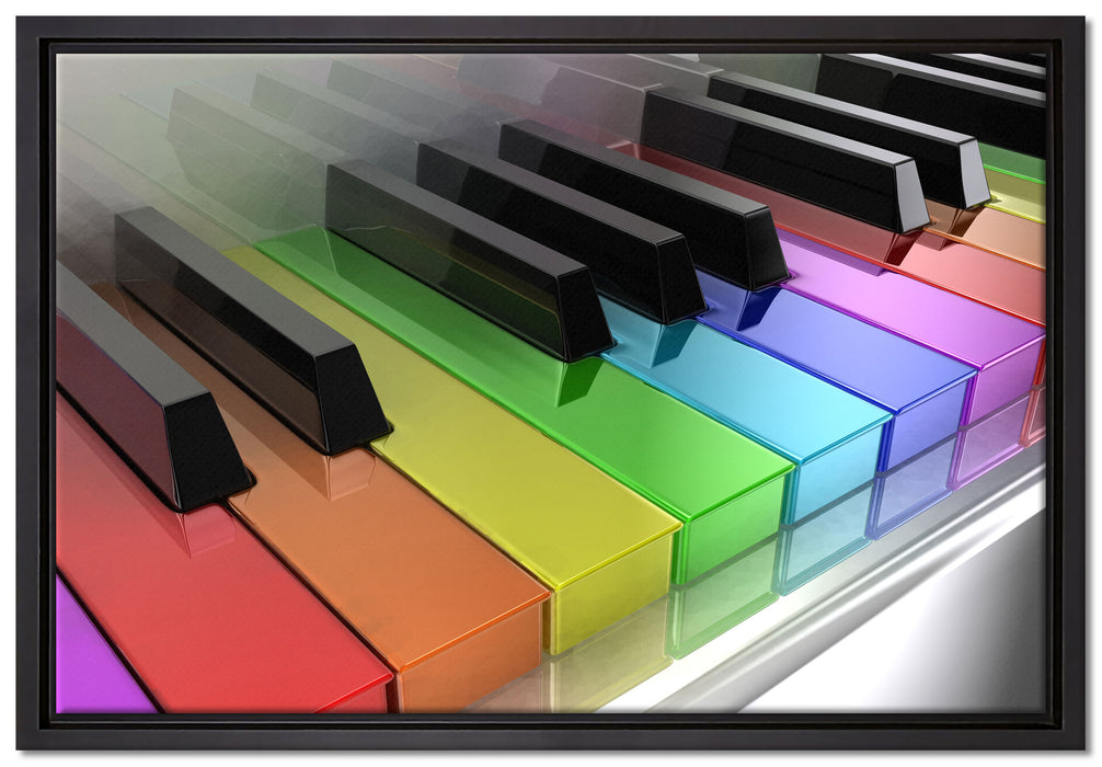 Piano Regenbogen Klaviertasten auf Leinwandbild gerahmt Größe 60x40