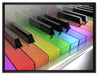 Piano Regenbogen Klaviertasten auf Leinwandbild gerahmt Größe 80x60