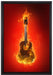 Brennende Gitarre Heiße Flammen auf Leinwandbild gerahmt Größe 60x40