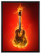 Brennende Gitarre Heiße Flammen auf Leinwandbild gerahmt Größe 80x60