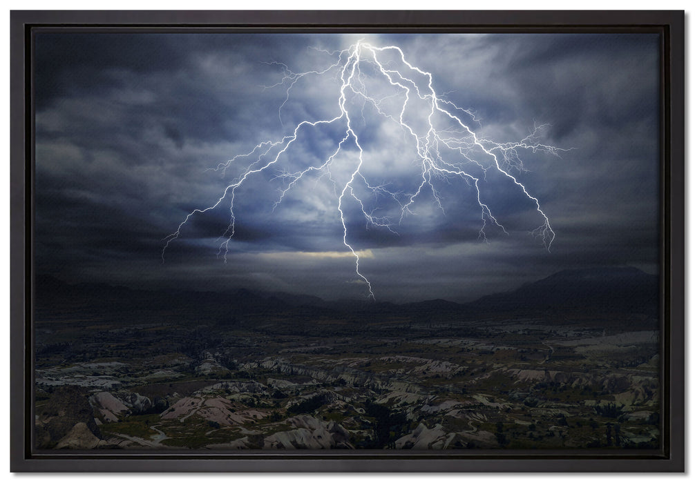 gewaltiges Gewitter auf Leinwandbild gerahmt Größe 60x40