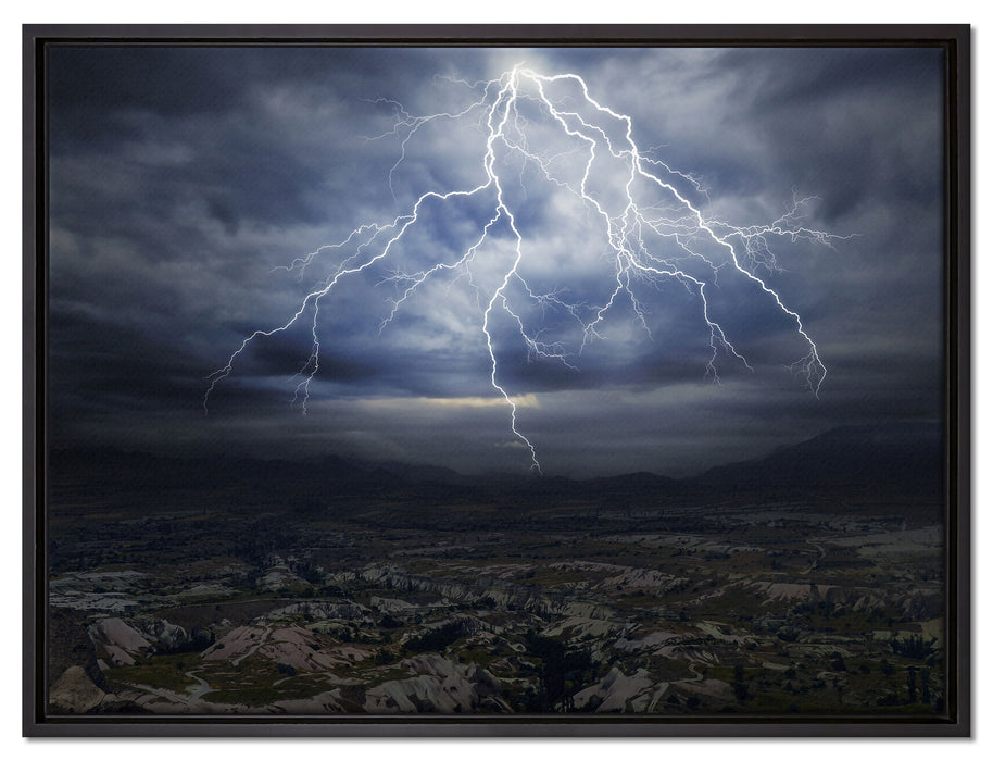 gewaltiges Gewitter auf Leinwandbild gerahmt Größe 80x60