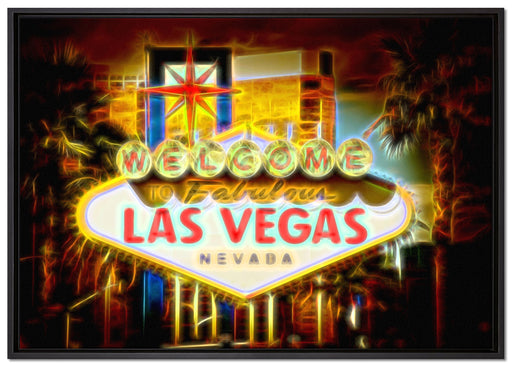 Ortseingangsschild Las Vegas auf Leinwandbild gerahmt Größe 100x70